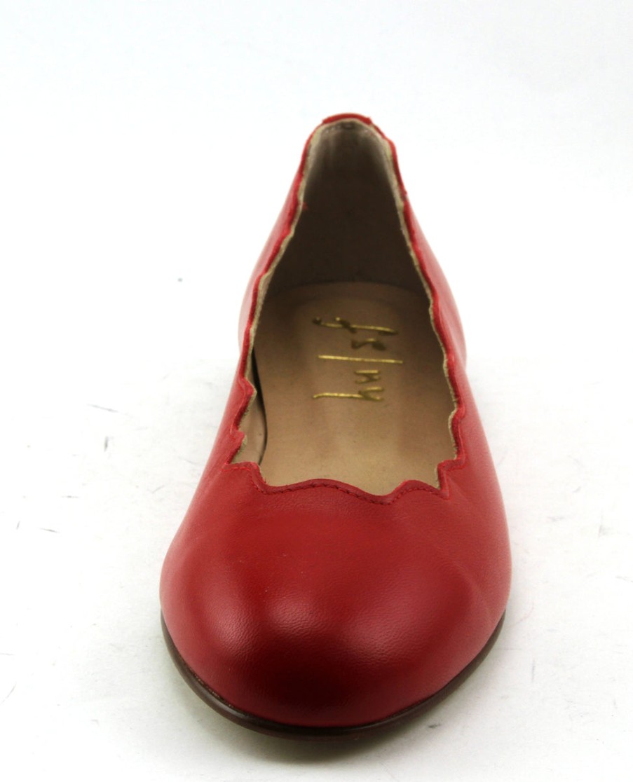 Flats French Sole | Jigsaw - Red Leather