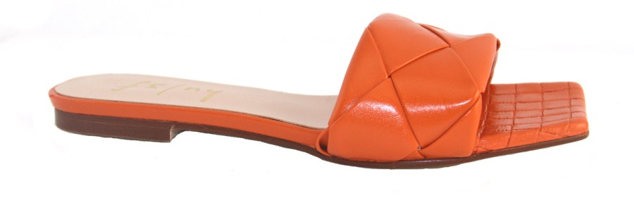 Flats French Sole | Jolene - Orange Leather