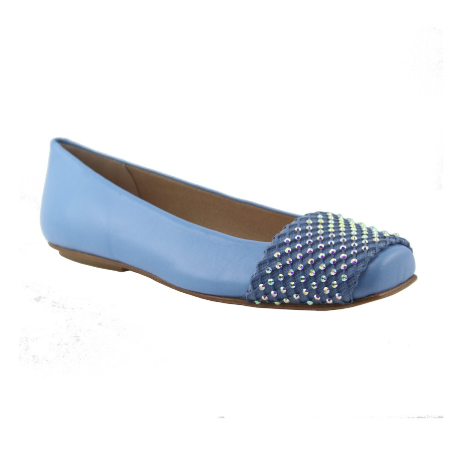 Flats French Sole | Via - Sky Blue Leather