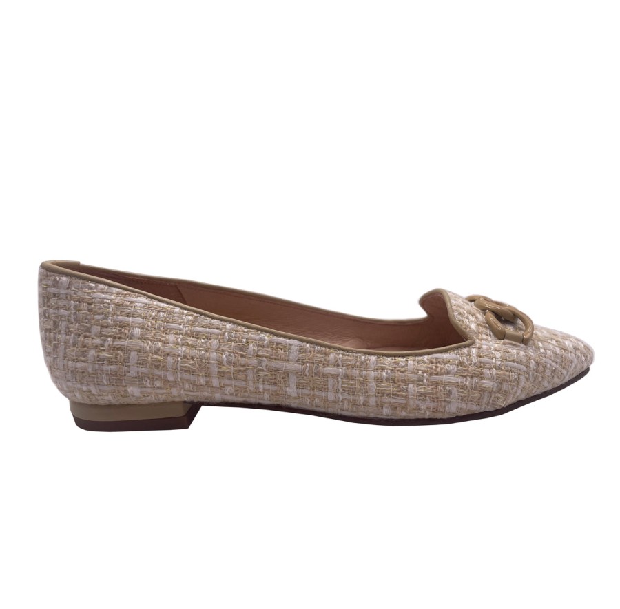 Flats French Sole | Lilah - Beige Tweed