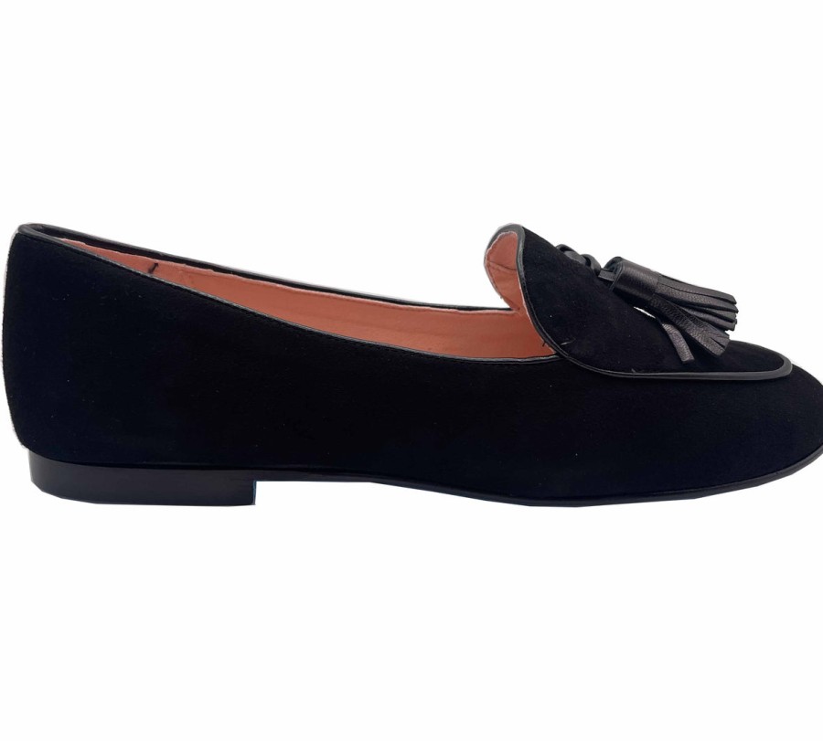 Flats French Sole | Stacey - Black Suede