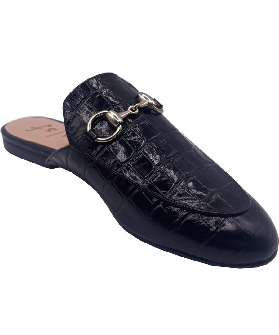 Flats French Sole | Cape - Black Croco