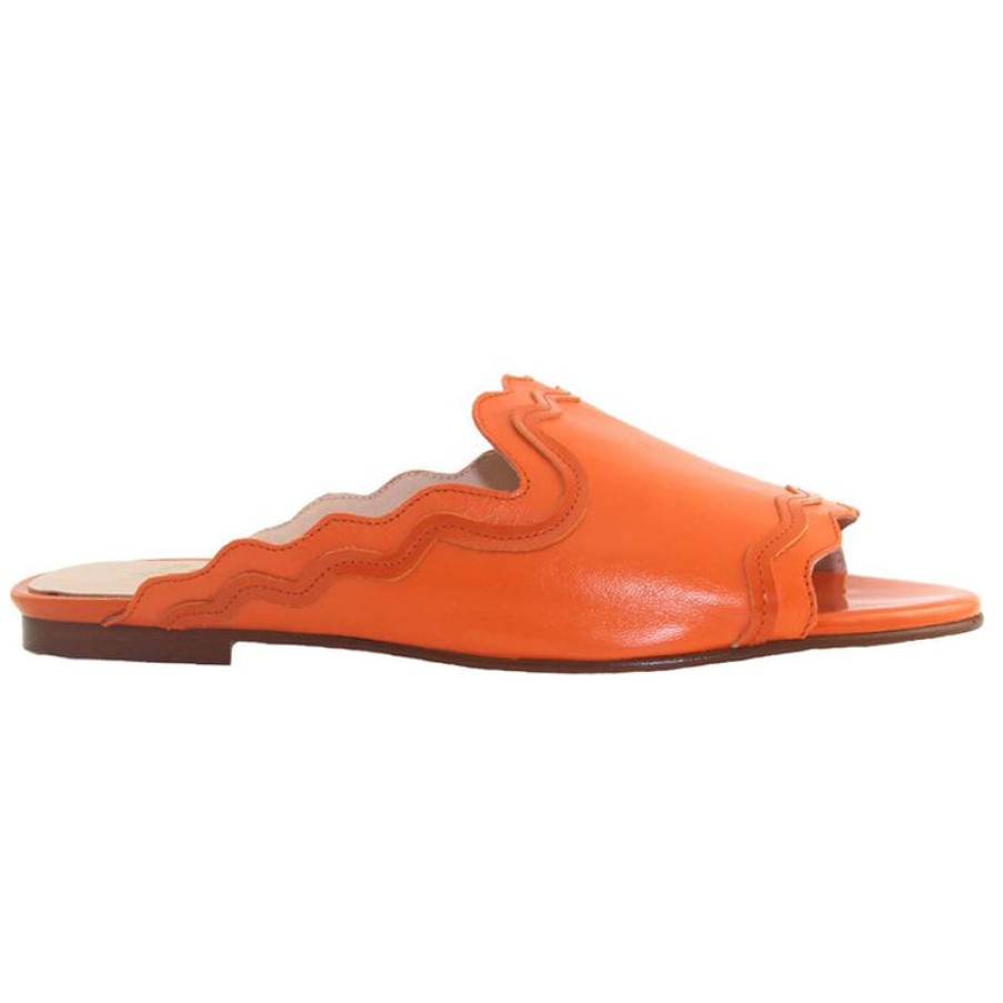 Flats French Sole | Kennedy - Orange Leather