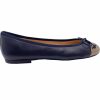 Flats French Sole | Index - Navy Bronze Leather