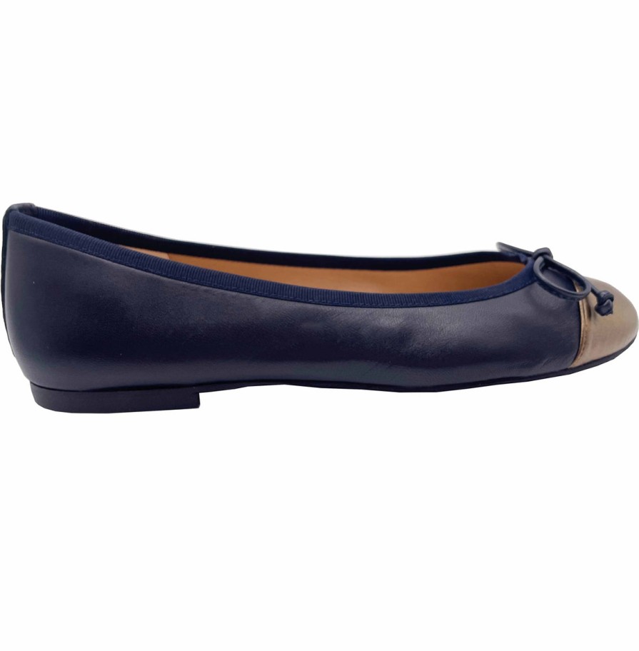 Flats French Sole | Index - Navy Bronze Leather