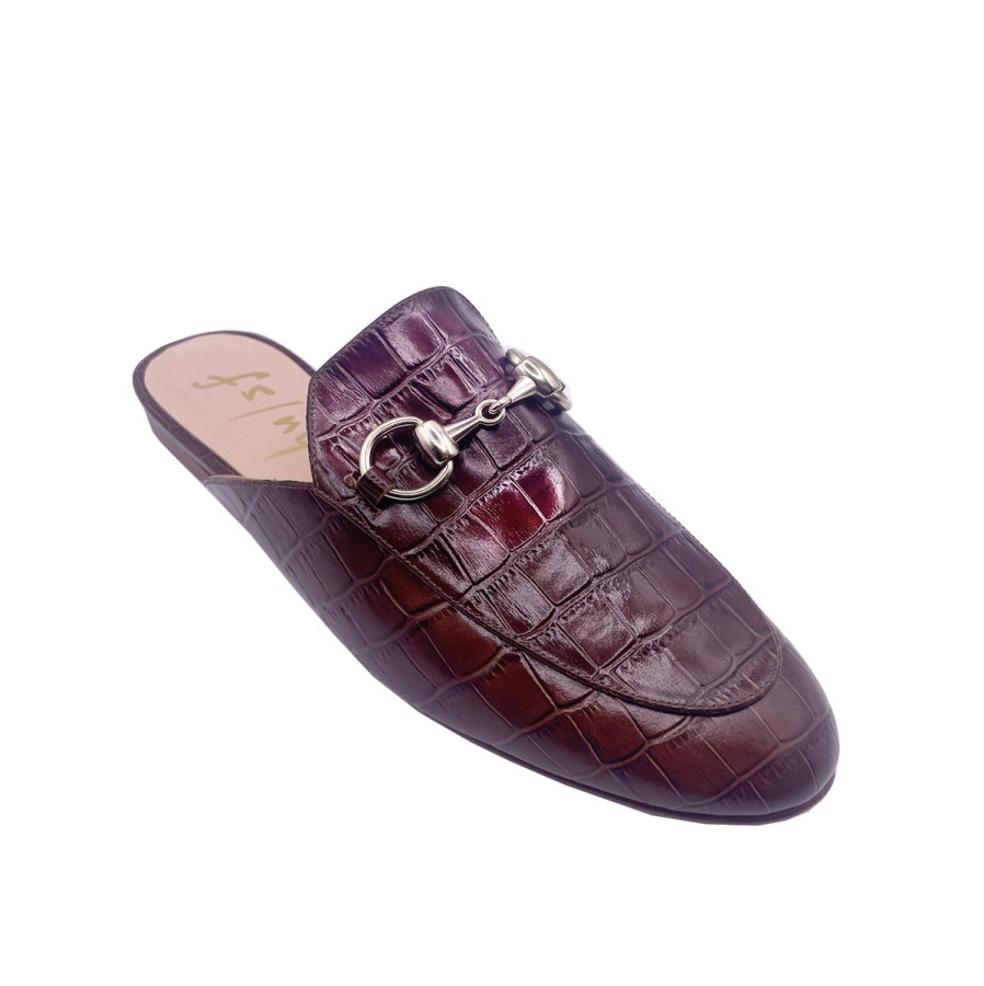 Flats French Sole | Cape - Burgundy Croco