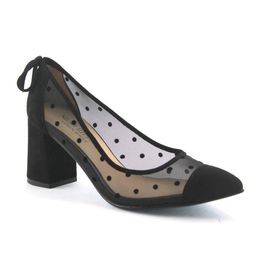 Heels French Sole | Holly - Black Dot Mesh