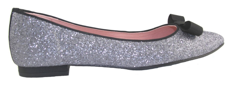 Flats French Sole | Theodora - Silver Glitter