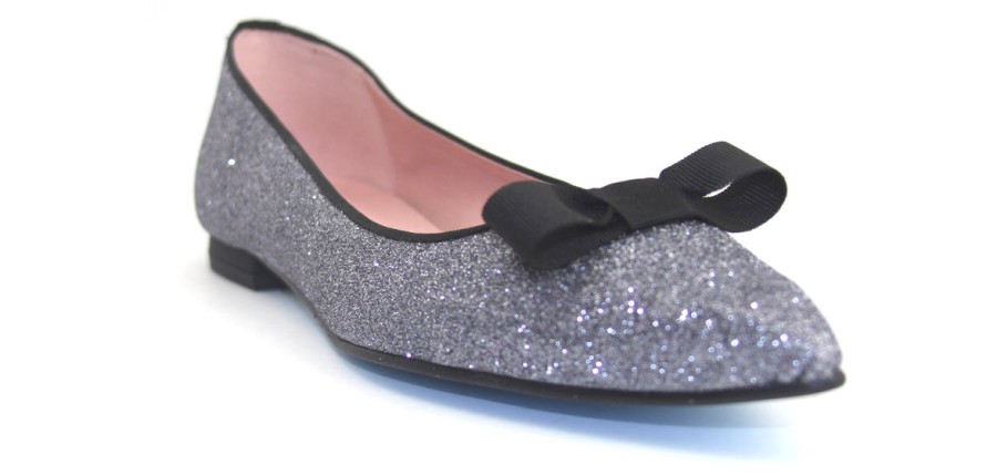 Flats French Sole | Theodora - Silver Glitter