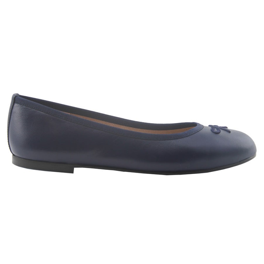 Flats French Sole | Kathy - Navy Leather