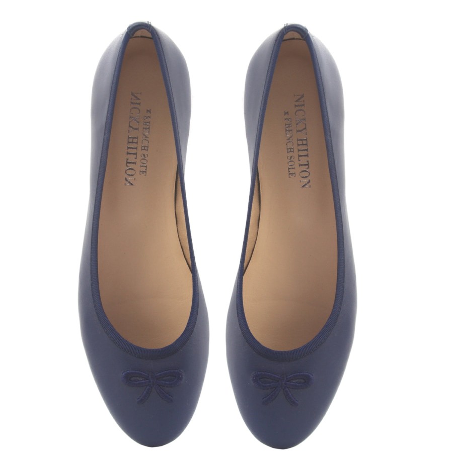 Flats French Sole | Kathy - Navy Leather