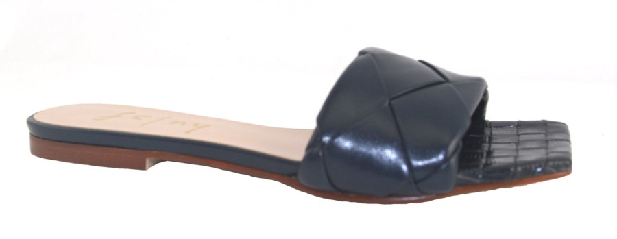 Flats French Sole | Jolene - Navy Leather