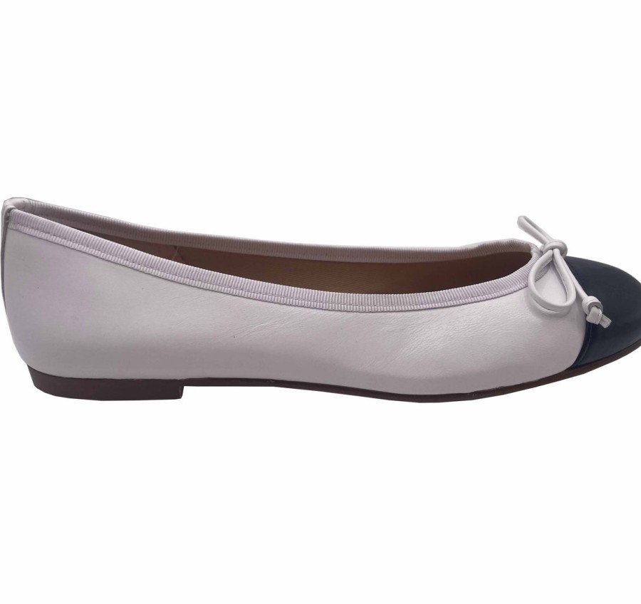 Flats French Sole | Index - White Navy Leather