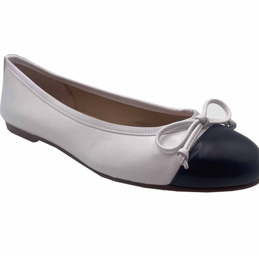 Flats French Sole | Index - White Navy Leather