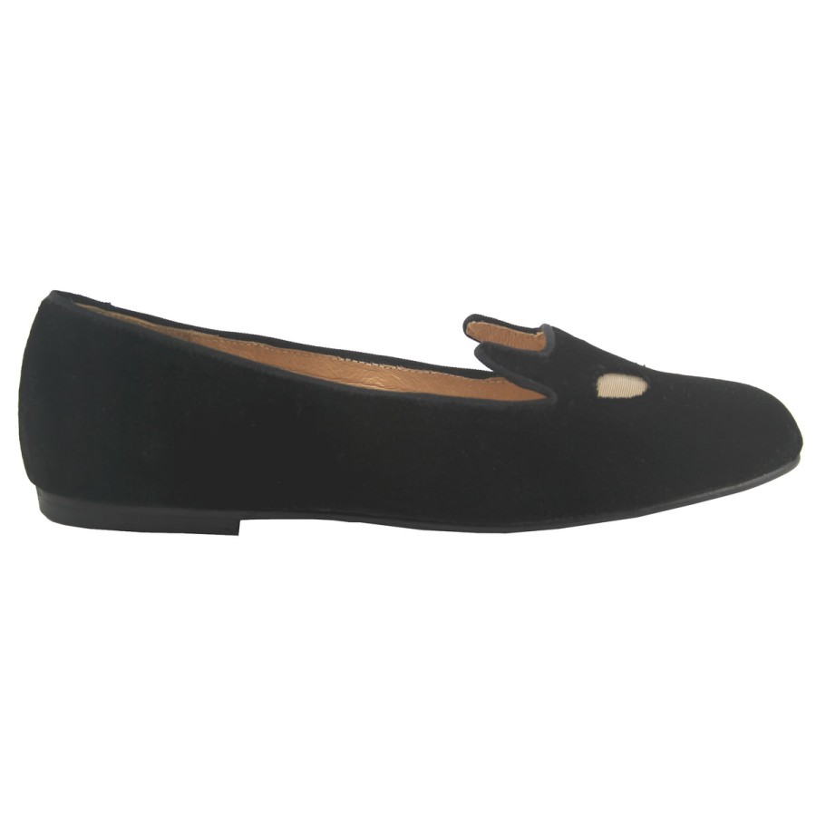 Flats French Sole | Meow - Black Velvet