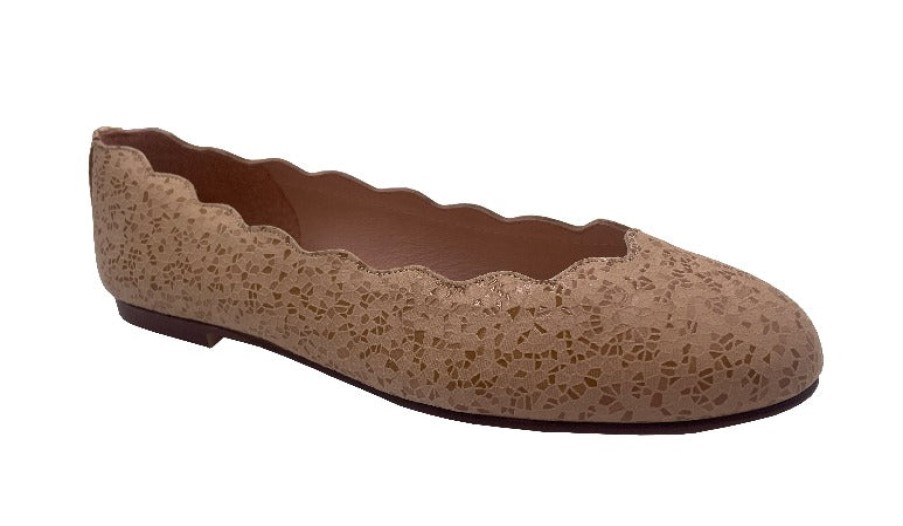 Flats French Sole | Jigsaw - Camel Mosaic Suede