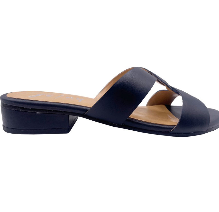 Flats French Sole | Katrina - Navy Leather