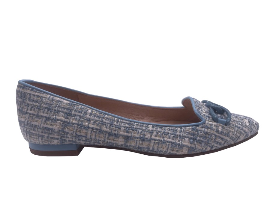 Flats French Sole | Lilah - Blue Tweed