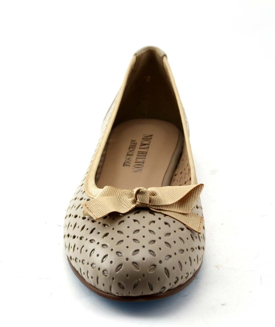 Flats French Sole | Tessa - Beige Leather