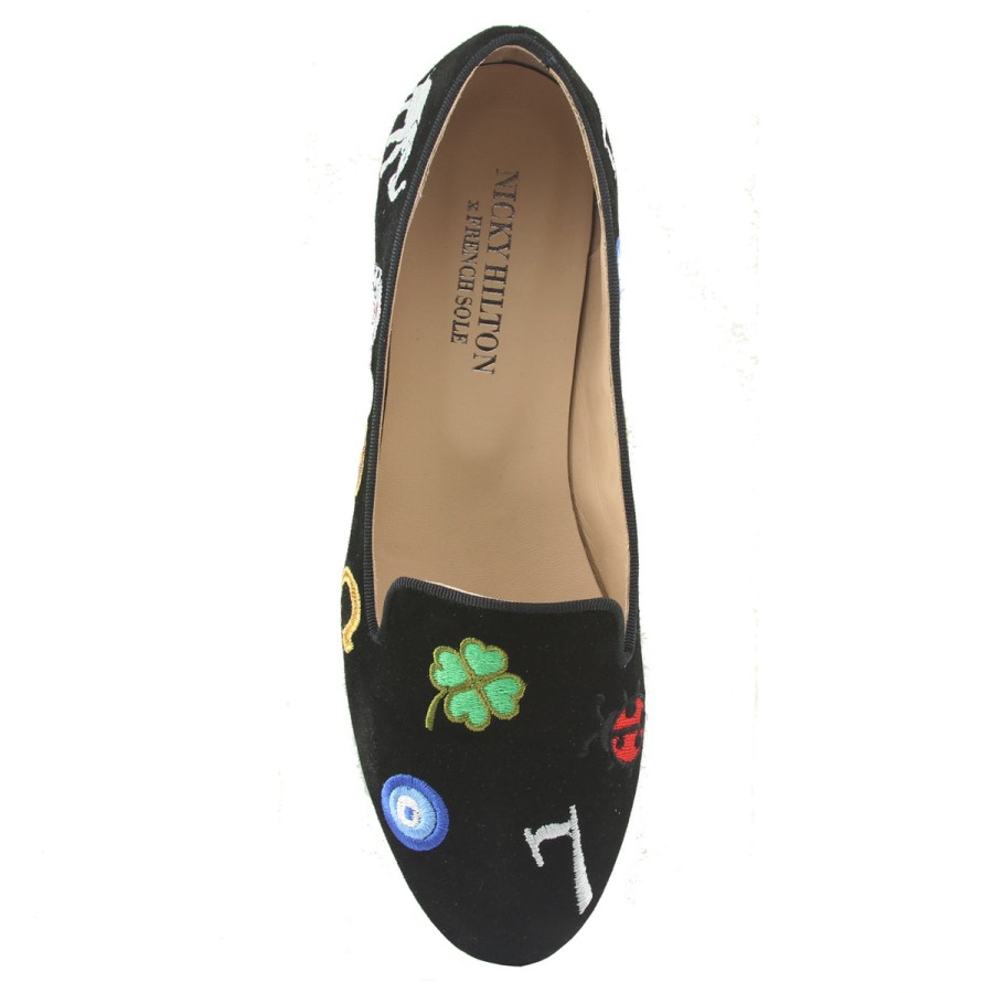 Flats French Sole | Lucky - Black Suede