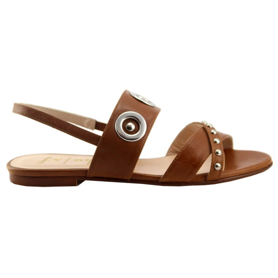 Flats French Sole | Farla - Cognac Leather