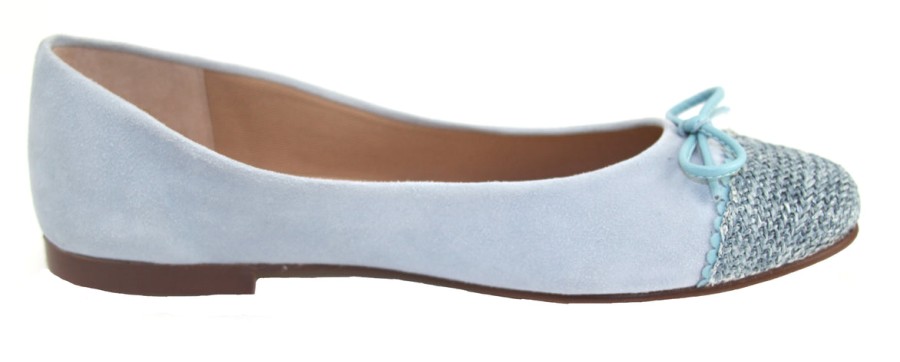 Flats French Sole | Katie - Sky Blue Suede