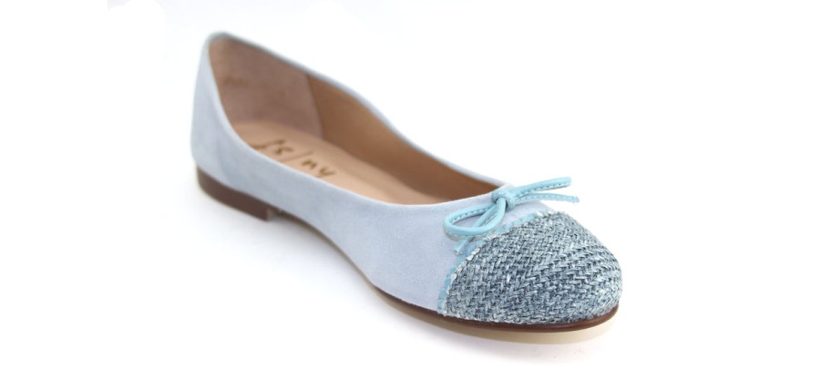 Flats French Sole | Katie - Sky Blue Suede