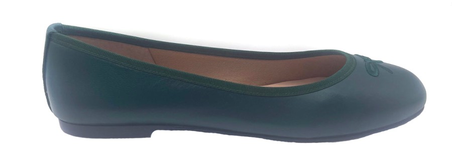 Flats French Sole | Kathy - Emerald Green Leather