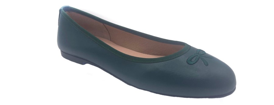 Flats French Sole | Kathy - Emerald Green Leather