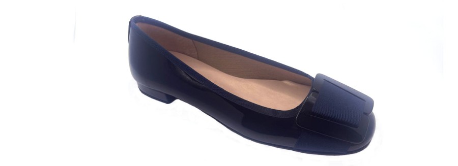 Flats French Sole | Classic - Navy Patent